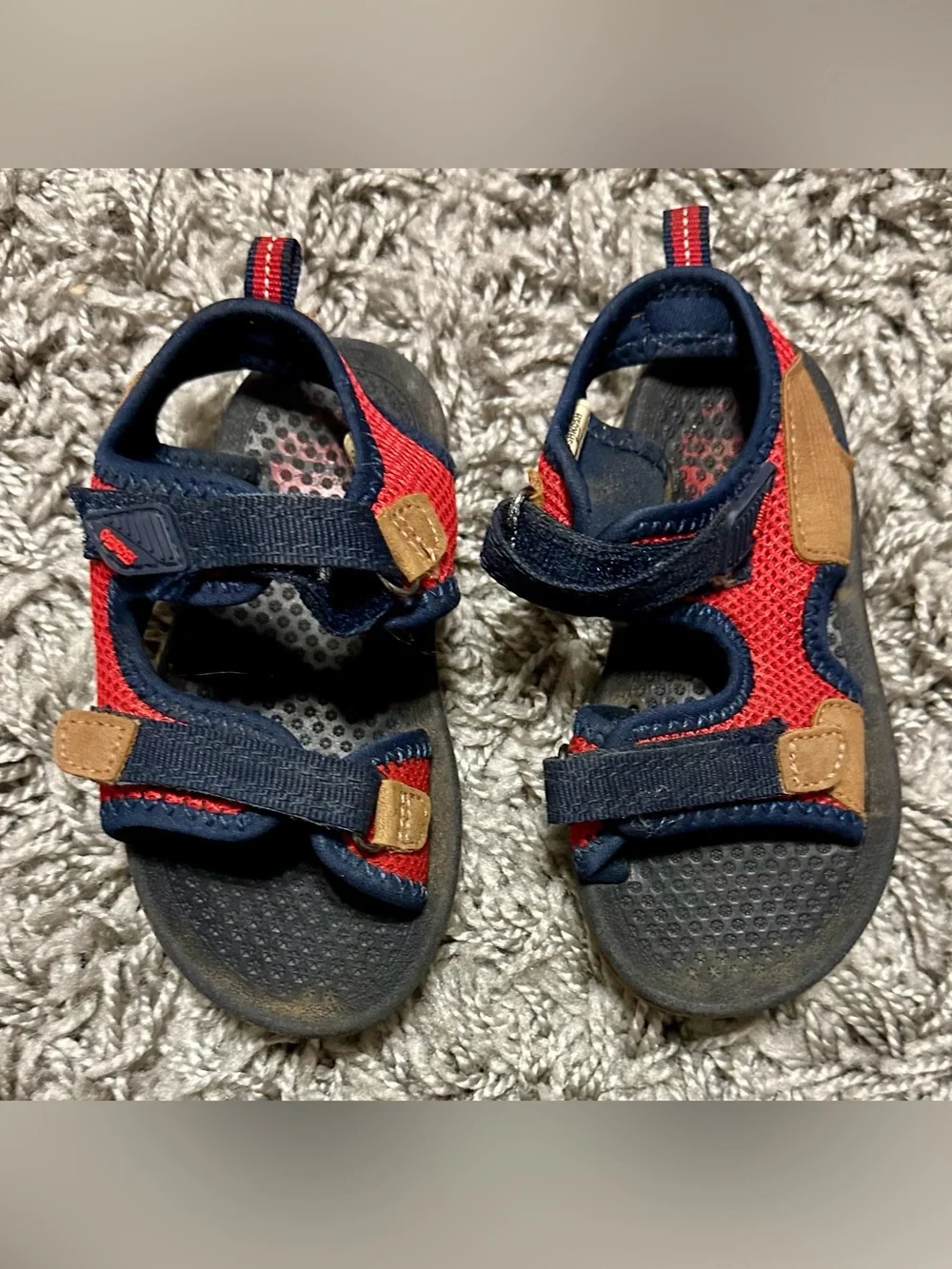 adidas Navy and Red Kids Athletic Sandals